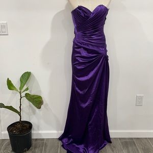 NWT Cinderella silk purple long evening prom wedding dress